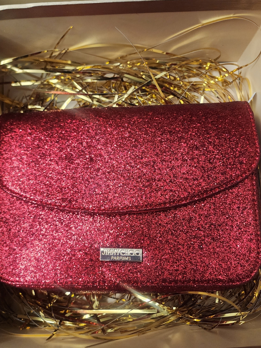 Jimmy Choo Red Glitter Clutch SHINY RED **BRAND NEW** MAKES BEAUTIFUL GIFT